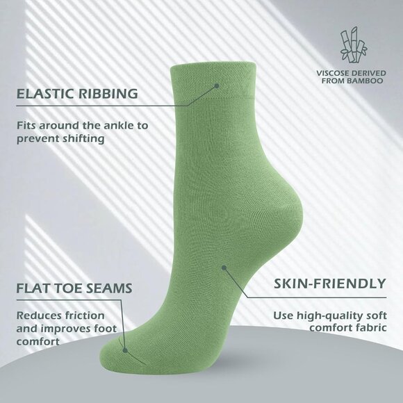 Women 5 Pairs Spring Colors Crew Thin Ankle Height Anti Odor Soft Ankle Socks - Picture 2 of 6